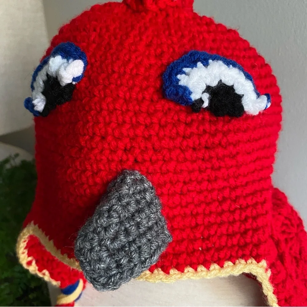 Handmade Rooster Crochet Hand Knit‎ Crocheted Kids Childrens Hat Red One Size